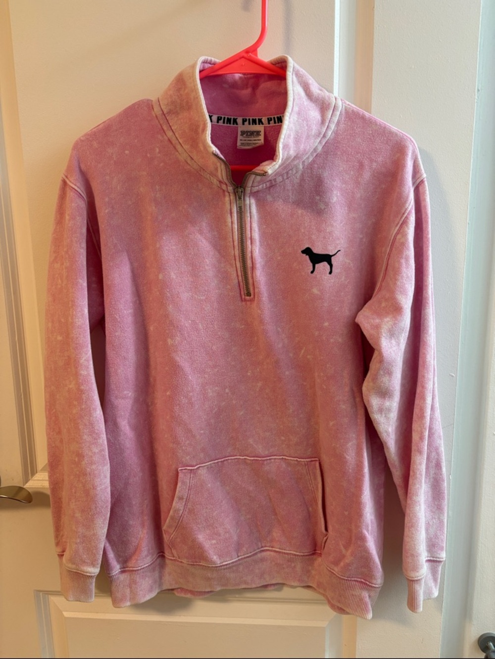 PINK Victoria's Secret Pink Washed Women’s Quarter-Zip Pullover with Dog Logo